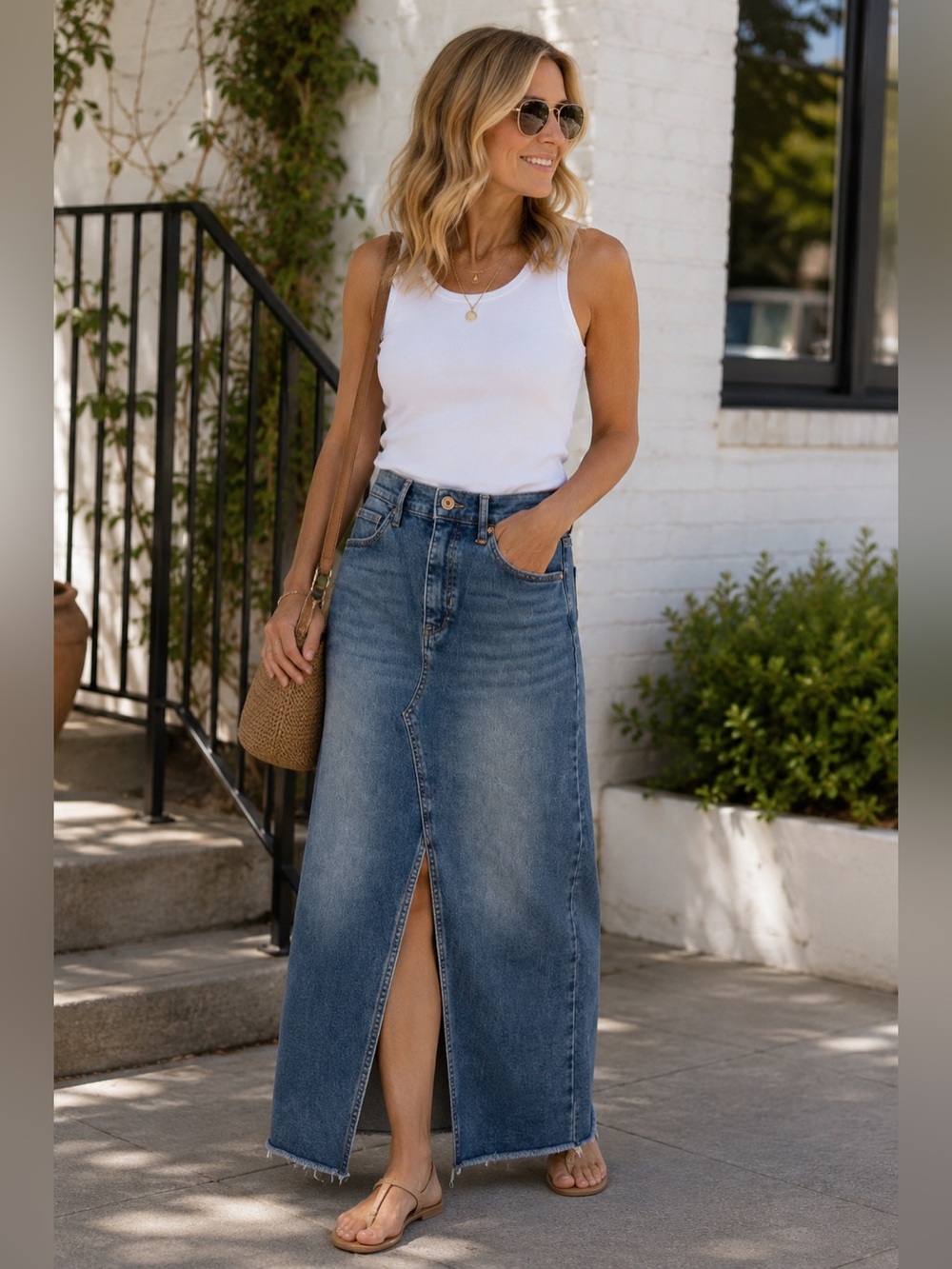 Nicolle Miller denim maxi skirt